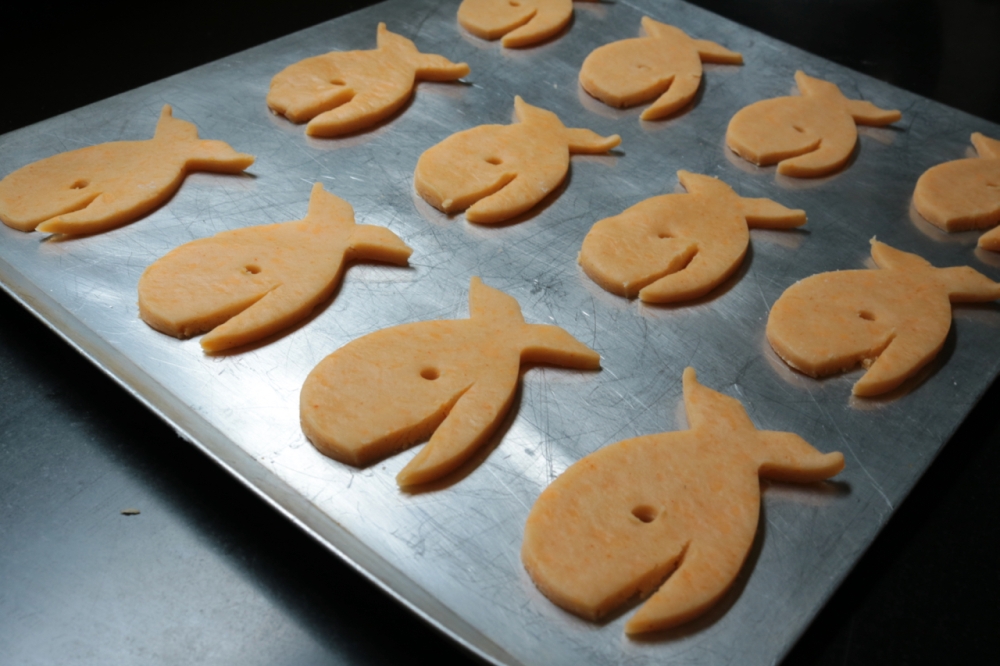 Goldfish, just before going into the oven